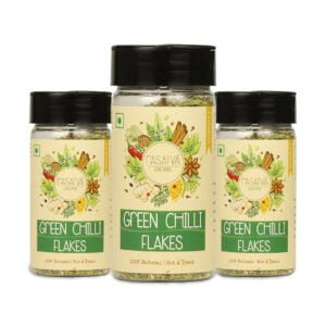 A set of three Freen Chili Flakes bottles, filled with bright red chili flakes and neatly arranged, showcasing their fiery color and texture.