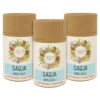 A set of three Sabja basil seeds bottles, featuring the small, black seeds, each bottle highlighting their nutritional benefits and versatile use.