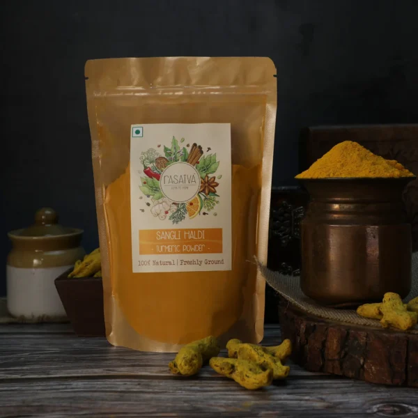 Rasatva's organic sangli turmeric powder, a tasty and healthy spice, adds rich flavor and vibrant color to your dishes.