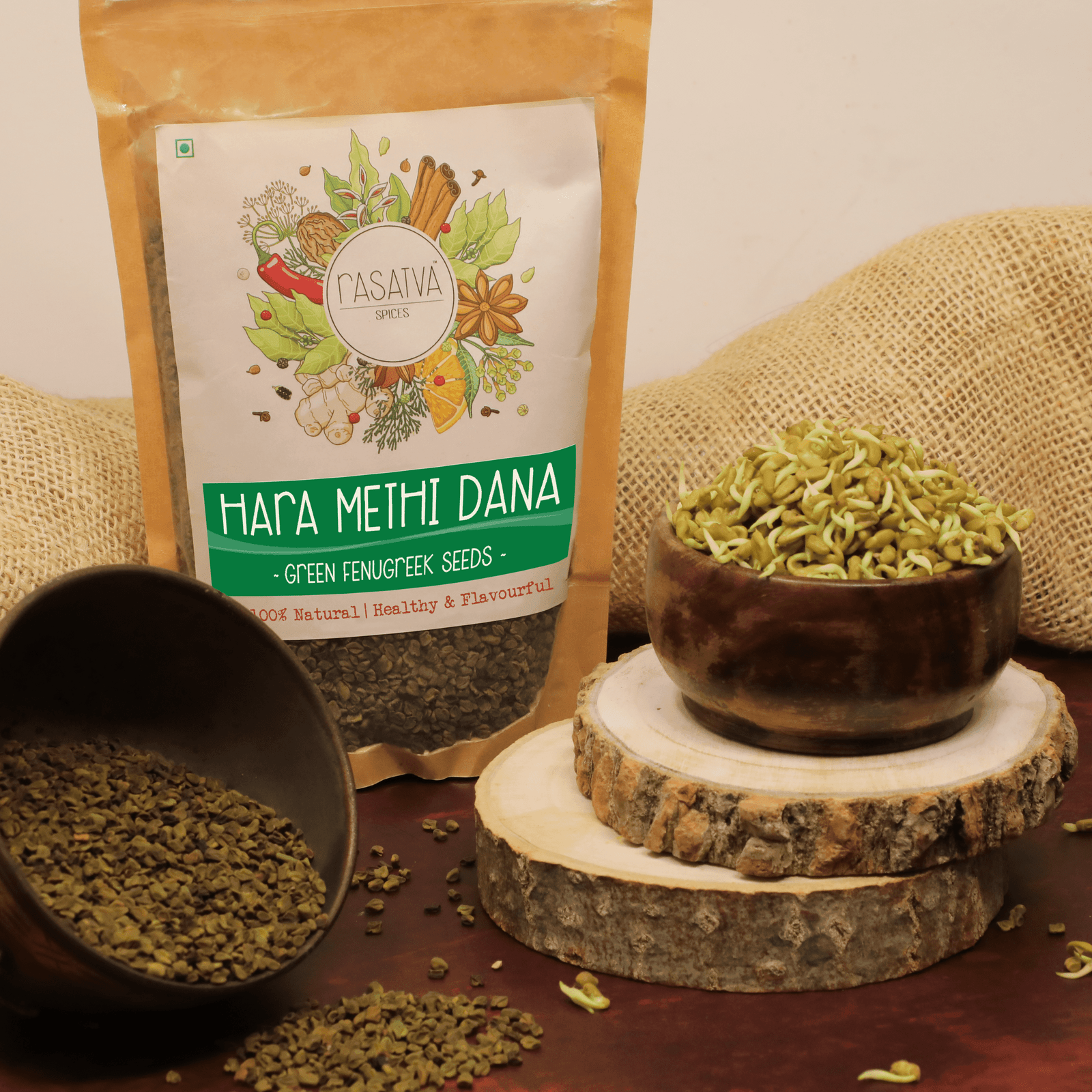 Healthy and natural Indian spices featuring pure green fenugreek seeds, enhancing taste and flavors in your dishes