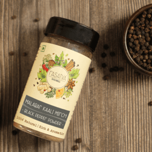 Malabar black pepper powder, a natural and pure spice, adds a healthy and flavorful kick to your culinary creations.