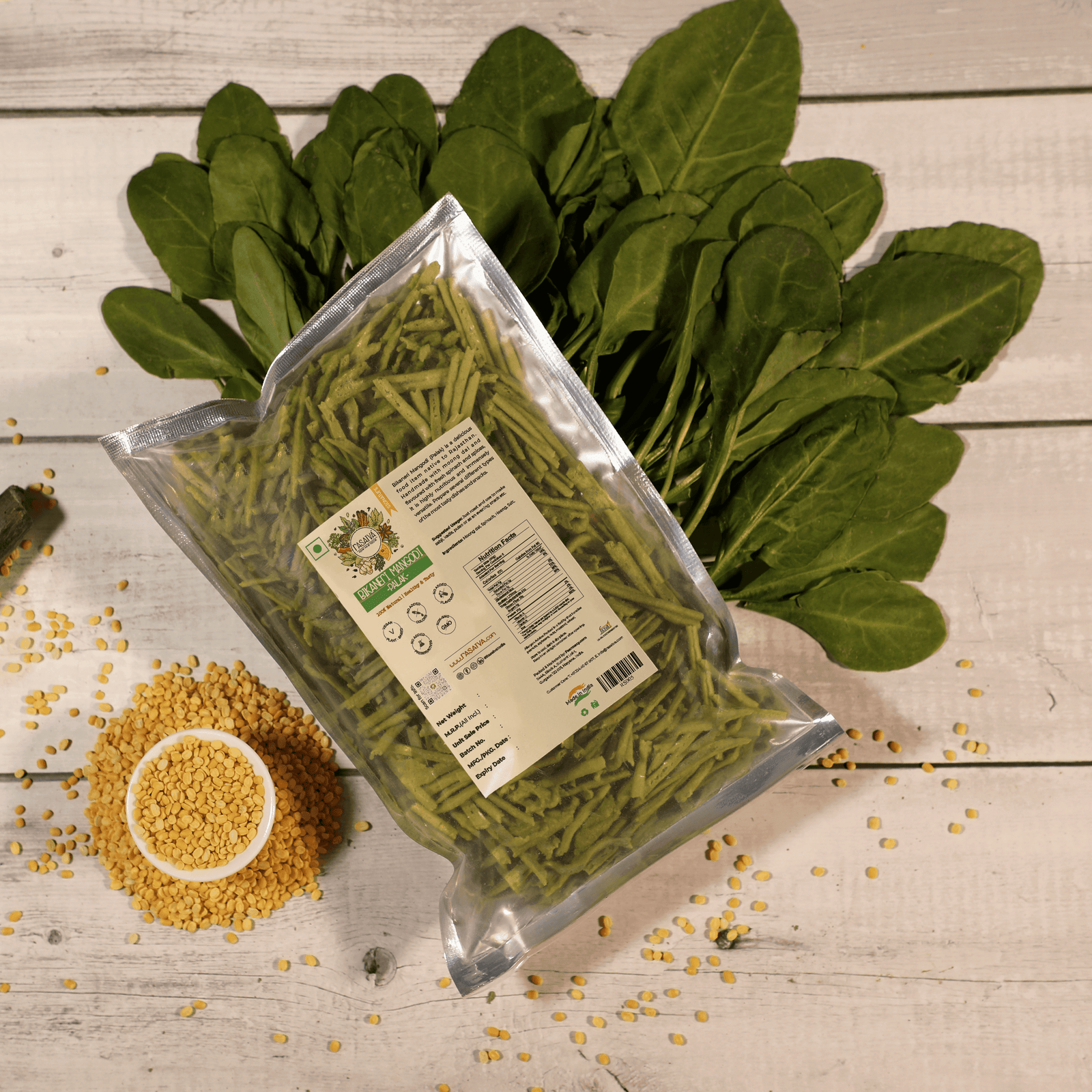 A healthy Rajasthani dish of bikaneri palak mangodi, infused with natural Indian spices, delivering pure and vibrant flavors.