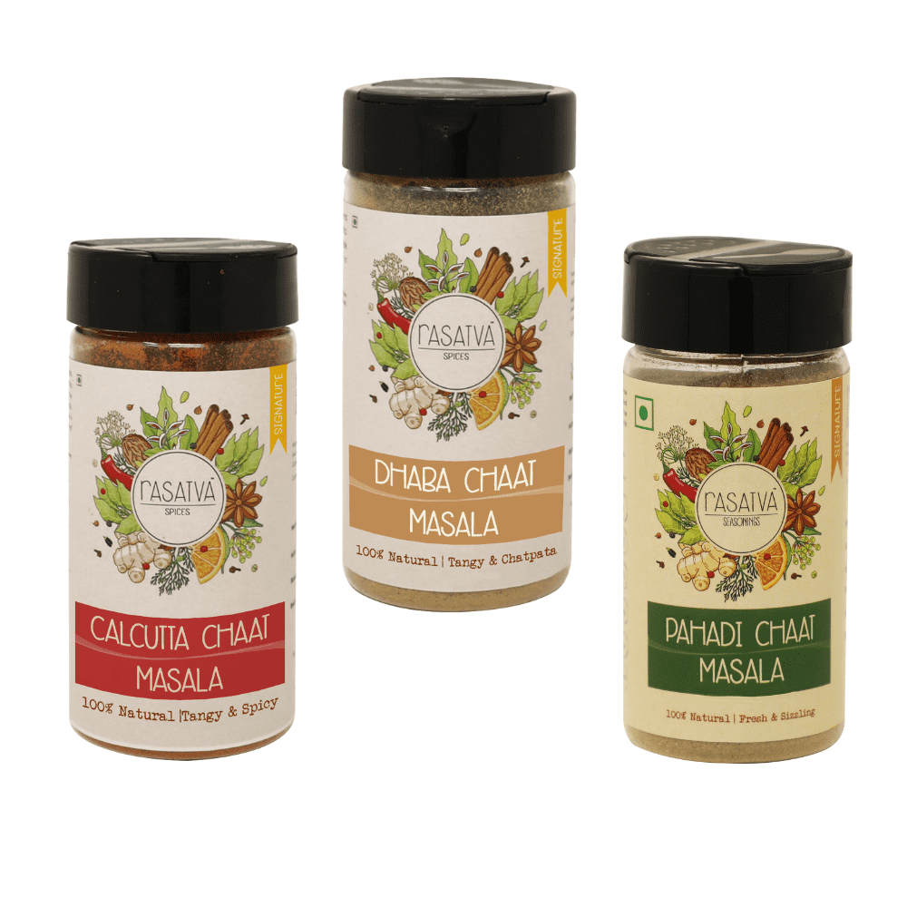 Chaat Masala Combo | Calcutta, Pahadi and Dhaba Chaat Masala | Pack of 3 x 60g each